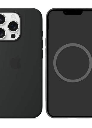 Чохол silicone case (aaa) with magsafe and animation (button) для apple iphone 16 pro (6.3") (black) 76346