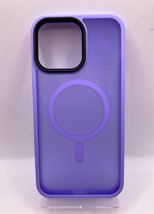 Tpu+pc чохол metal buttons with magsafe colorful для apple iphone 14 pro max (6.7") (бузковий) 64755 64755