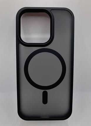 Tpu+pc чохол metal buttons with magsafe colorful для apple iphone 14 pro (6.1") (чорний / black) 45117