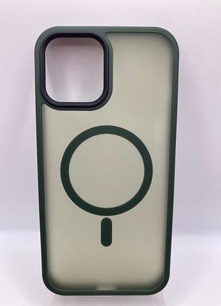 Tpu+pc чохол metal buttons with magsafe colorful для apple iphone 12 pro max (6.7") (зелений) 64995 64995