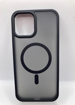 Tpu+pc чохол metal buttons with magsafe colorful для apple iphone 12 pro max (6.7") (чорний / black) 00064995