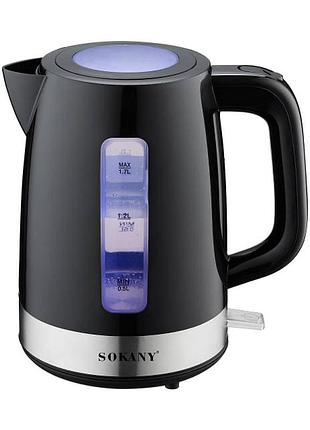 Электрочайник sokany sk-09006 на 1.7 л 2200вт чайник электрический с вращением на 360°