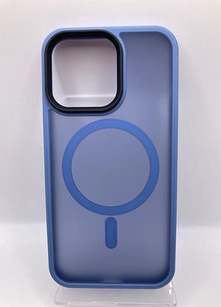 Tpu+pc чохол metal buttons with magsafe colorful для apple iphone 13 pro (6.1") (блакитний) 64997 64997