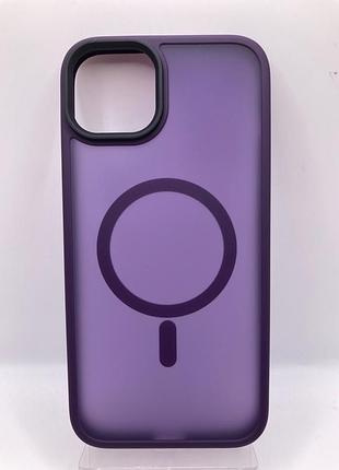 Tpu+pc чохол metal buttons with magsafe colorful для apple iphone 15 plus (6.7") (темно-фіолетовий) 65602 65602* 65602