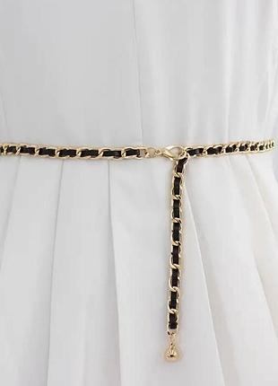 Пояс женский, цепочка (золотой с черным)