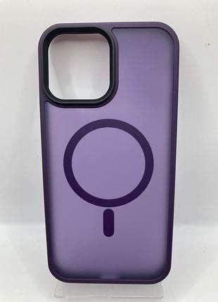 Tpu+pc чохол metal buttons with magsafe colorful для apple iphone 13 pro max (6.7") (темно-фіолетовий) 64998