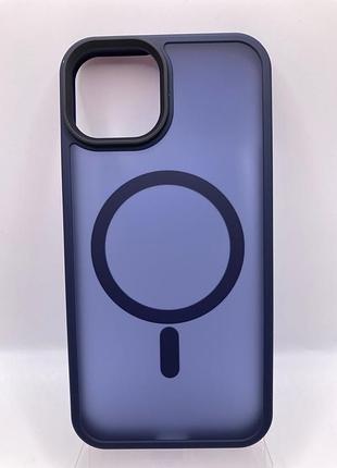 Tpu+pc чохол metal buttons with magsafe colorful для apple iphone 14 (6.1") (синій) 64753 64753*