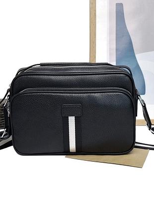 Стильна чоловіча сумка натуральна шкіра чорний арт.8859 black (китай)