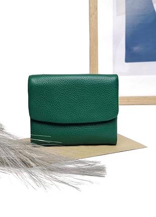 Кошелек стильный натуральная кожа зелёный арт.5055 green genuine leather (китай)