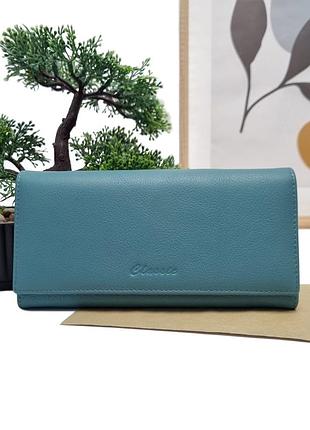 Великий гаманець шкіряний бірюзовий арт.2202-05142e-26 l.blue genuine leather (54)