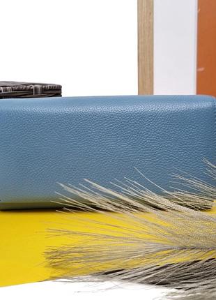 Большой женский кошелек натуральная кожа голубой арт.16600-1 l.blue helen verde (китай)
