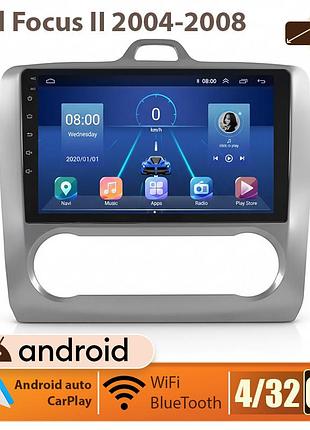 Автомагнітола lesko в машину ford focus ii 2004-2008г 9" 4/32gb 4g wi-fi gps top форд фокус