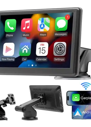 Беспроводной автомобильный экран carplay / портативный автомобильный видеоплеер, совместимый с apple carplay и android auto, 7-дюймовый