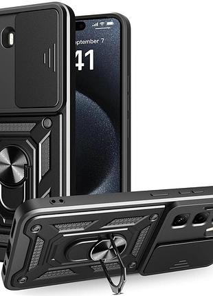 Чехол fiji camera defence для infinix hot 50 pro (x6881) бампер с защитой камеры и подставкой black