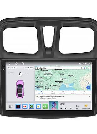 Штатная магнитола lesko для renault logan ii 2012-2018 экран 10" 4/64 qled carplay 4g wi-fi gps 360 prime