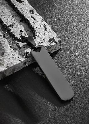 Кулон жетон на шею и цепь черного цвета stainless steel
