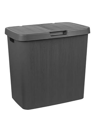 Корзина для белья двухсекционная с крышкой 72л elif plastik (u340)