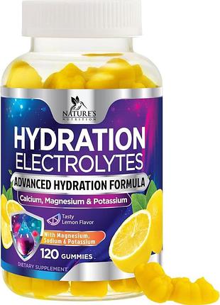 Добавка премиум-класса жевательные конфеты с электролитами nature's nutrition hydration electrolyte gummies 120 таблеток