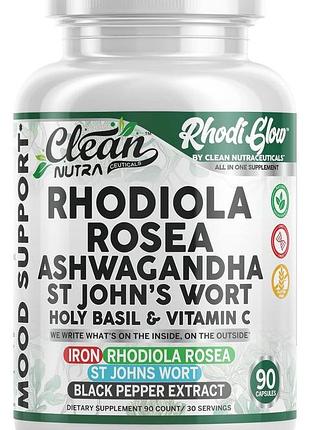 Добавка премиум-класса для комплексной поддержки настроения clean nutraceuticals rhodiola rosea mood support 90 капсул