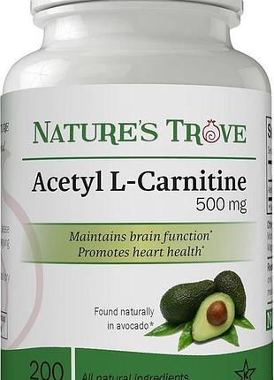 Nature's trove acetyl l-carnitine (alcar) 500 mg ацетил-l-карнитин премиум-класса 200 капсул