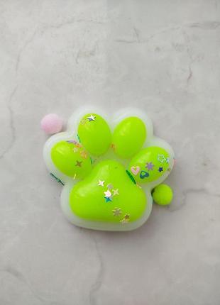 Іграшка-антистрес котяча лапка сквіш лапа котика, що тягне таба лапки white/green вт7706