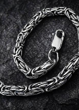 Мужской серебряный браслет "лисий хвост"(фокс, византия) 20