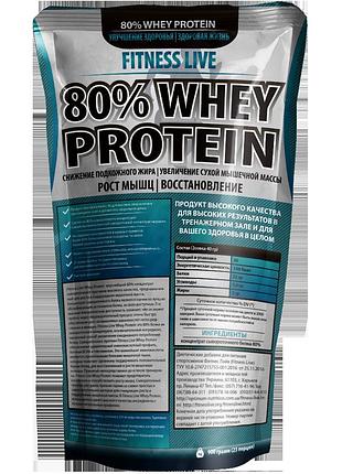 Протеин fitness live 80% whey protein 900 г ягода (5502945723445)