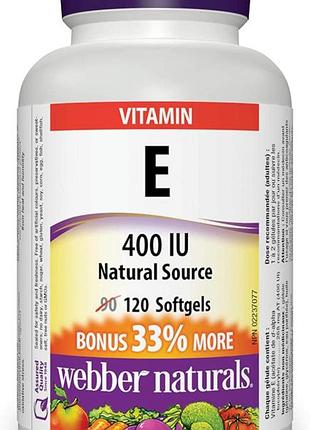 Вітаміни webber naturals vitamin e 400 iu 120 капсул (4384303472)