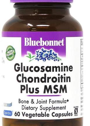 Хондропротектор bluebonnet nutrition glucosamine chondroitin plus msm 60 капсул (4384302928)