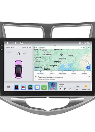 Штатная магнитола lesko для hyundai solaris i 2010-2014г 10" 4/64 qled carplay 4g wi-fi gps 360 prime