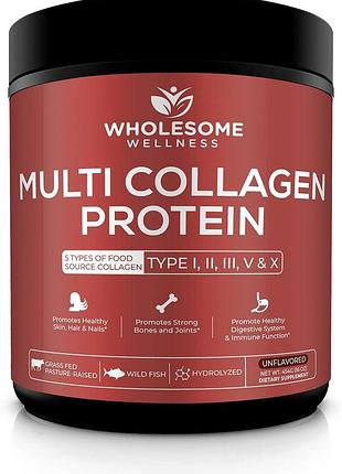 Гидролизованный мультиколлагеновый порошок wholesome wellness multi collagen protein powder 454 г