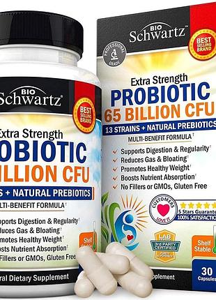 Натуральная добавка bioschwartz probiotic 65 billion cfu 30 капсул