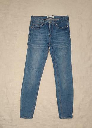 Стильные голубые джинсы скинни zara woman premium denim