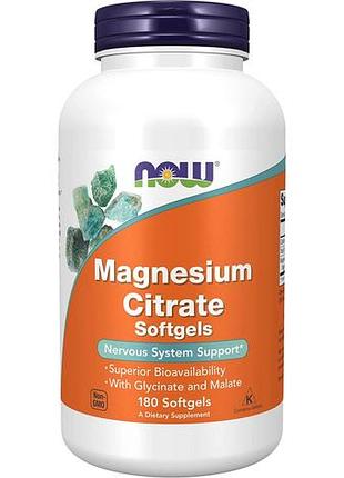 Вітаміни now magnesium citrate veg capsules 180 капсул (4384304922)