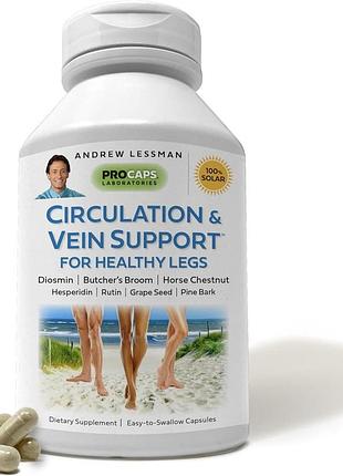 Поддержка кровообращения и вен для здоровья ног andrew lessman circulation & vein support for healthy legs 60 капсул