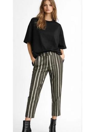 Женские укороченные брюки в полоску