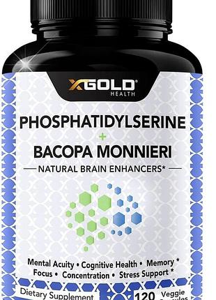 Ноотроп для улучшения фокуса и концентрации x gold health phosphatidylserine & bacopa monnieri 120 капсул