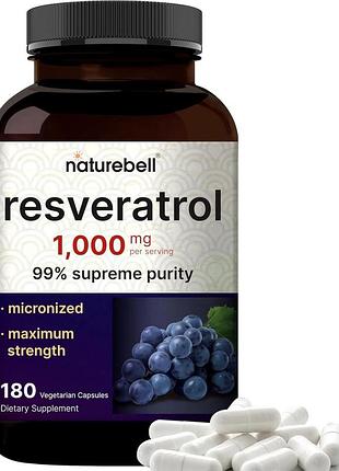 Чистий ресвератрол преміумкласу naturebell resveratrol 1000mg 180 капсул
