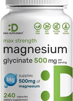 Глицинат магния премиум-класса deal supplement max strength magnesium glycinate 500mg 240 капсул