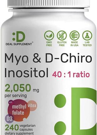 Инозитол премиум-класса deal supplement myo-inositol & d-chiro inositol 240 капсул