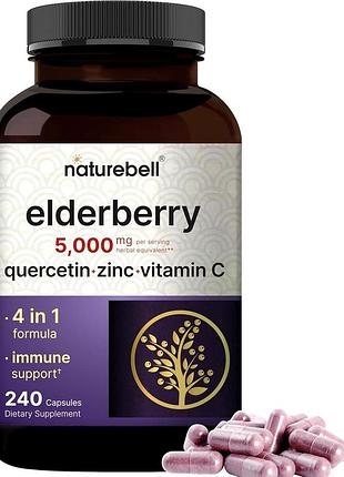 Добавка премиум-класса для поддержки иммунитета 4 в 1 naturebell sambucus elderberry 240 капсул