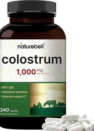 Добавка премиум-класса для здоровья мышц, иммунитета и кишечника naturebell colostrum 1,000mg 240 капсул