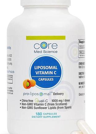 Натуральный премиальный липосомальный витамин c core med science liposomal vitamin c 1000mg 180 капсул