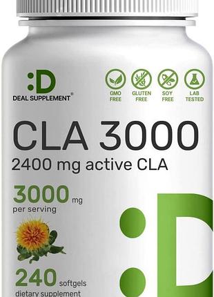 Домішка преміумкласу кон'югована лінолева кислота із сафлорової олії deal supplement cla 3000mg 240 капсул