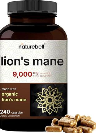 Добавка премиум-класса для когнитивного мозга и поддержка иммунитета naturebell lions mane mushroom 240 капсул