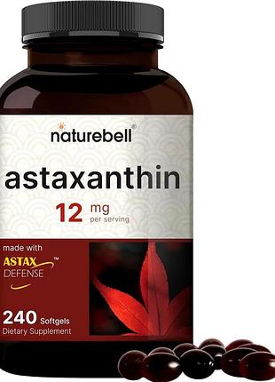 Домішка преміумкласу для здоров'я шкіри та очей naturebell astaxanthin 12 мg 240 капсул