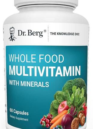 Мультивитамины из цельных продуктов премиум-класса dr. berg's whole food multivitamin with minerals 60 капсул