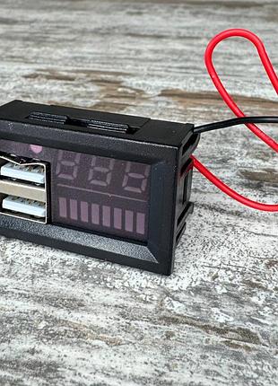 Индикатор заряда аккумулятора с вольтметром 12в и 2 usb, цифровой тестер для авто и мото