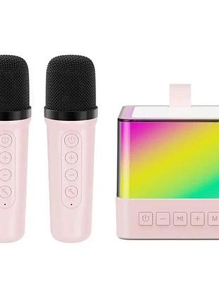 Bluetooth колонка портативная k18 10345 с 2 микрофонами, розовая