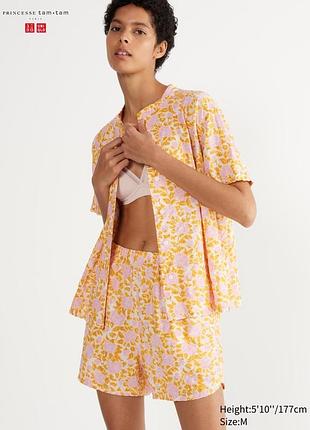 Princesse tam tam x uniqlo-колаборація сорочка піжамна в принт, р.-m